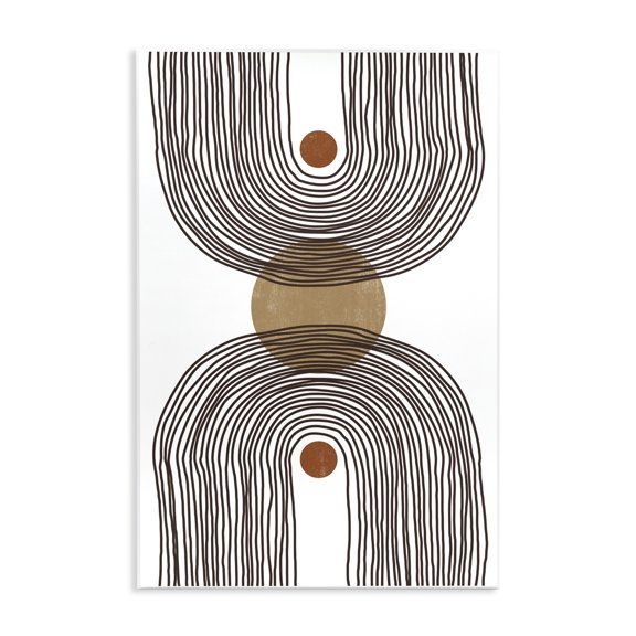 Stupell Industries Modern Asymmetrical Rainbow Reflection Abstract Round Shapes Brown White Wall Plaque Art, 13 x 19, by JJ Design House LLC