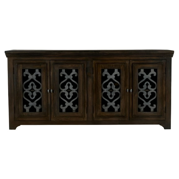 Hearst 4-Door Sideboard in Traditional Barista Brown Finish on Solid Wood