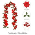 thumbnail image 3 of Christmas Garland with Red Berries & Holly Leaves - 69in Artificial Silk Flower Rattan for Fireplace, Door, Wall, Stairs - Festive Holiday Wedding Party Decor Indoor Outdoor, 3 of 8