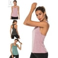 thumbnail image 7 of Gustave Women's Workout Yoga Tank Tops Quick Drying Racerback Tanks Fitness Running Athletic Loose Vest Solid Casual Sleeveless T-Shirts Activewear (Green, XL), 7 of 7