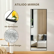 Atilioo Full Length Mirror 64x21 - Rectangular Floor Mirror with Shatter-Proof Glass, Wall-Mount or Leaning Full Body Mirror for Bedroom, Dressing Room - Durable Black Aluminum Frame