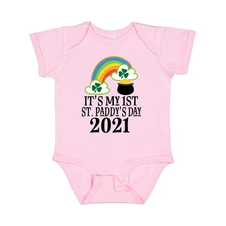

Inktastic 2021 1st St Patricks Day Cute Childs Gift Baby Boy or Baby Girl Bodysuit
