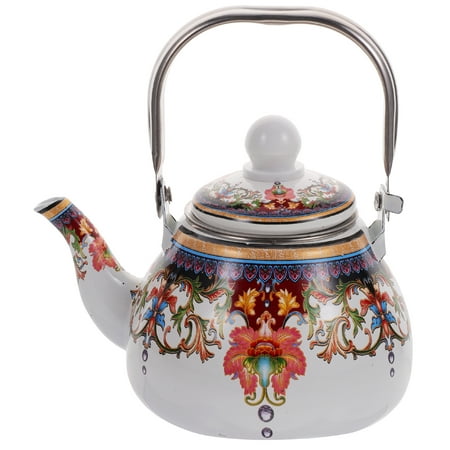 

Enamel Teakettle Vintage Water Boiling Kettle Pot Gas Stove Enamel Teapot for Home Office with Strainer