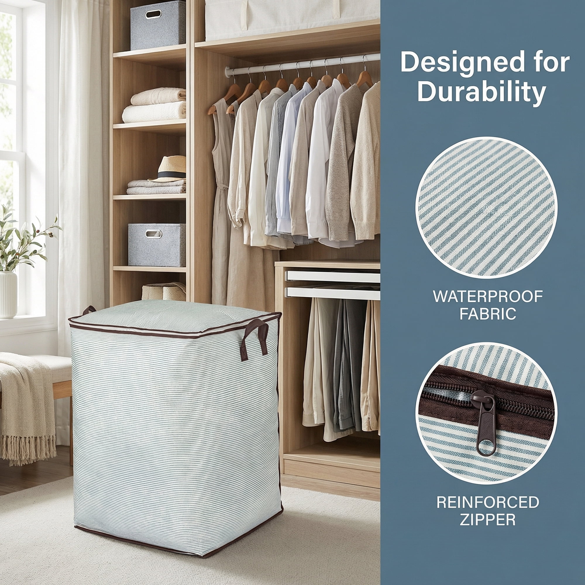 Unique Bargains Clothes Storage Bag for Organizing with Handle Green 19.7" x 19.7" x 27.6"
