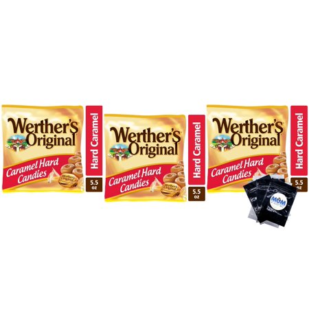 Werther s Original Hard Caramel Candy  5.5 Oz - 3 pack - plus 3 My Outlet Mall Resealable Portable Storage Pouches
