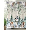 thumbnail image 2 of Sage Green Christmas Standard Shower Curtain Set, Waterproof Shower Curtains for Bathroom, Snowman Xmas Tree Snowflake Elk Rustic Washable Fabric Bath Curtain for Bathtub with Hooks 72x72 Inches, 2 of 6