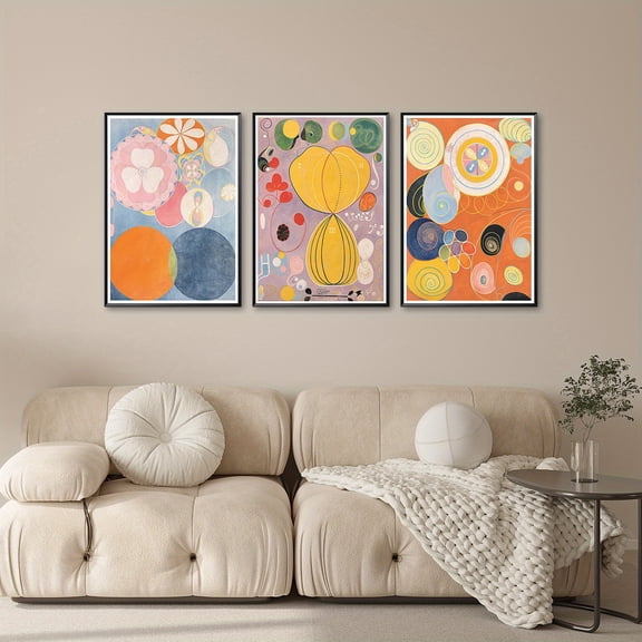 3pcs Hilma Af Klint Abstract Canvas Art Prints - Vibrant Modern Wall Decor for Living Room & Bedroom, Unframed, Frameless, Bedroom Wall Art | Abstract Art Prints | Modern Wall Decor, Wall Decor, Dec