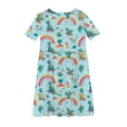 thumbnail image 5 of SGFCWSX Girls Short Sleeve Skater Dress Kids Casual Crewneck Print Swing Dress for Spring Summer Light Blue Size 11-12 Years, 5 of 6