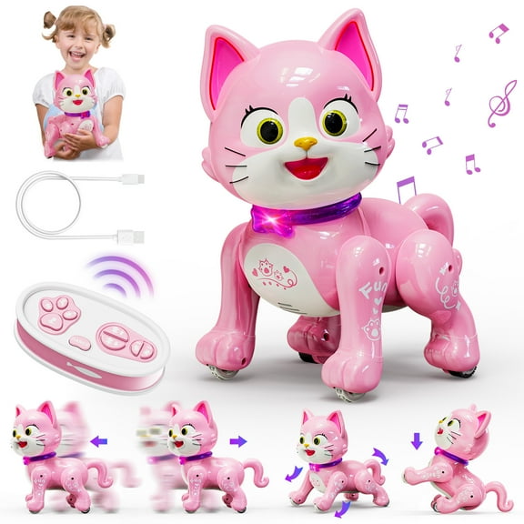 Flooyes Robot Pets Robot Cat, Toy Gift for Boys and Girls Ages 3-12, STEM Smart Robot for Kids, Interactive Pet Toy with Music and Dance