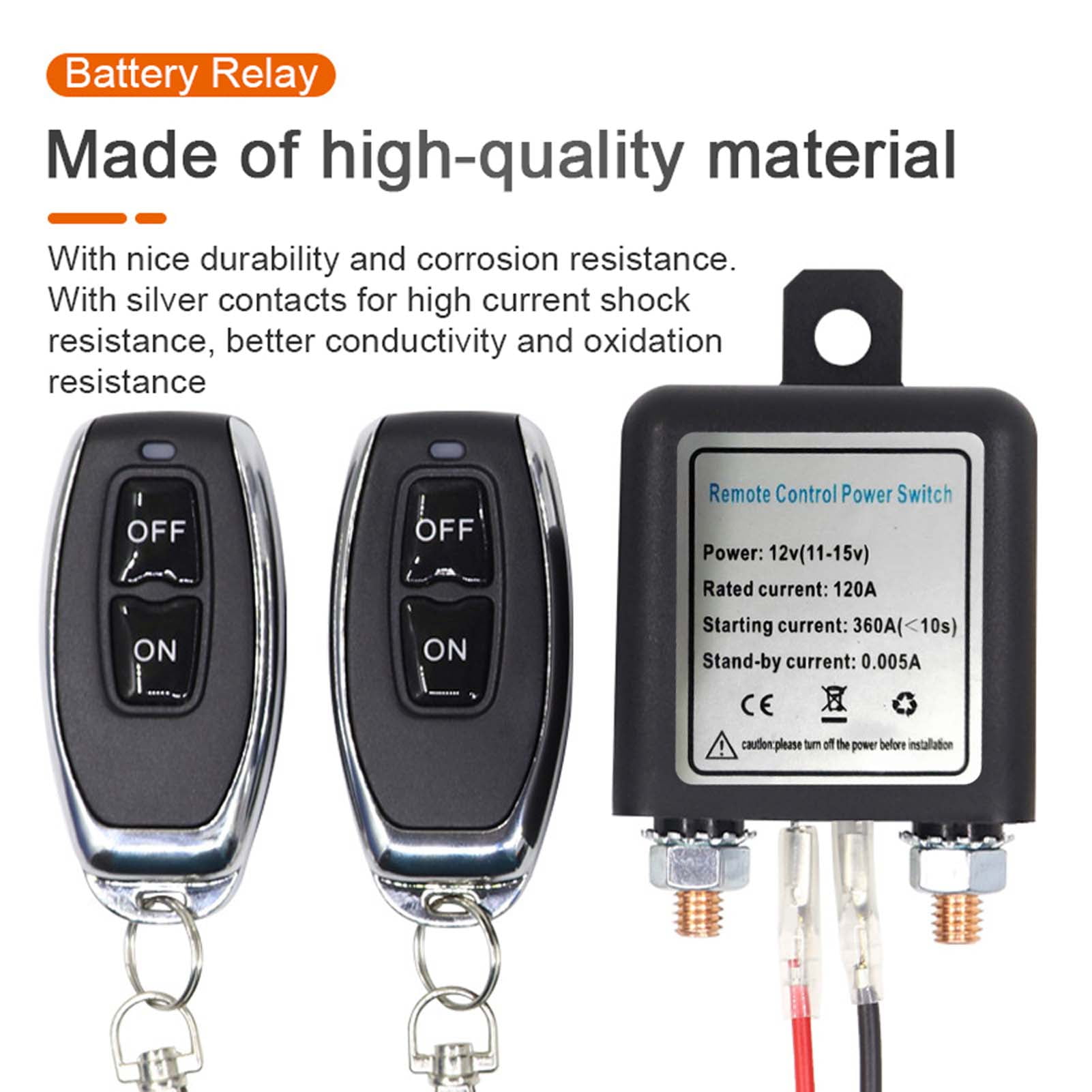 Switch 12 V Car Battery Relay Wireless Remote Battery Disconnect Switch Battery Switch Isolator Power Cut Master Switch With 2 Remote Controllers