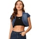 thumbnail image 1 of Cárdigan de mezclilla Corto Casual para Mujer chaqueta de mezclilla con manga Casquillo y corte Entallado Azul XL, 1 of 6