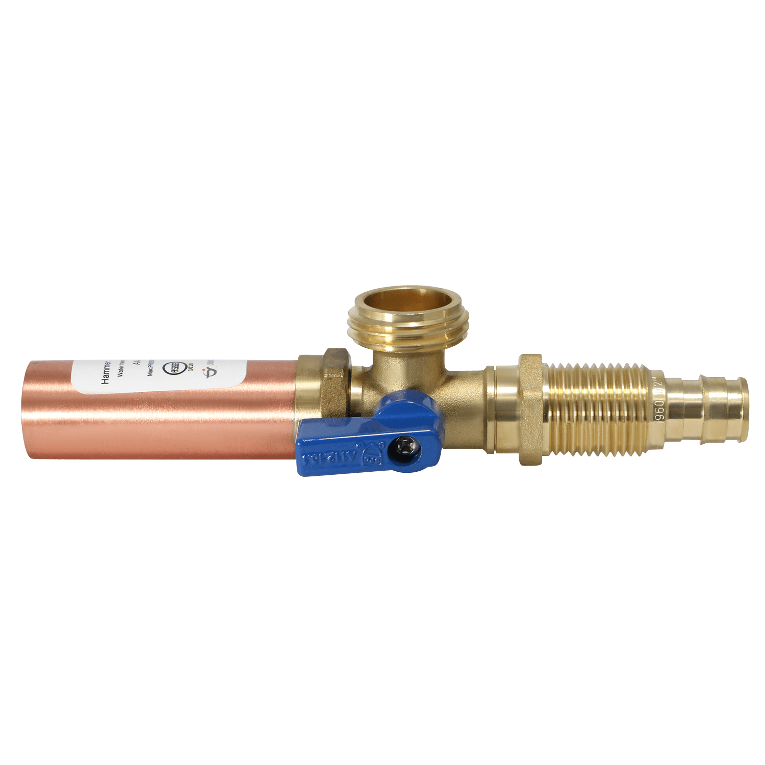 10 Pack XFITTING Premium Washing Machine Outlet Stop Valve with Hammer Arrestor, 1/2 Inch Pex A x 3/4 Inch MHT, Blue Handle, Pex A Expansion Version
