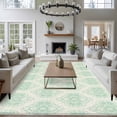 thumbnail image 5 of Sage Green Flower Washable Area Rug 5 x 7 ft Ethnic Middle East , Soft Non Slip Rugs Stain Repellent Indoor Felt Carpet for Living Dining Room Bedroom Home Office, 5 of 9