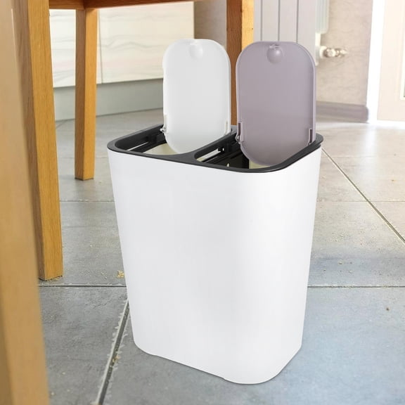 Phenofice Home Wastebasket White PP Dual Bins for Easy Sorting