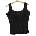 thumbnail image 6 of Lumtrix Built in Bra Tank Tops for Women Ribbed Scoop Neck Slim Fit Sleeveless Going Out Summer Tops Black 2XL, 6 of 8
