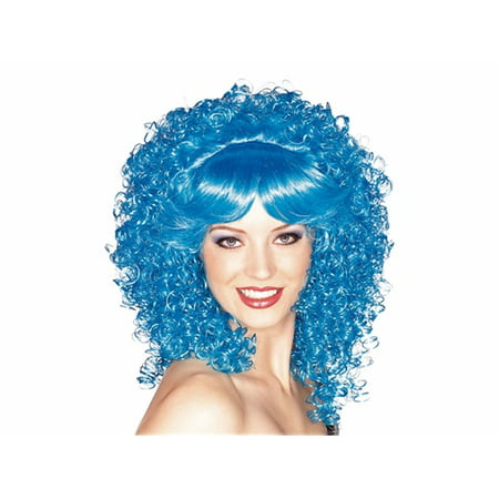 Adult Womens Curly Blue Wig