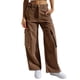 thumbnail image 1 of Gibobby Pantalones tipo cargo mujer Pantalones casuales de jeans de trabajo con múltiples bolsillos de color sólido para mujer(Café,XL), 1 of 5