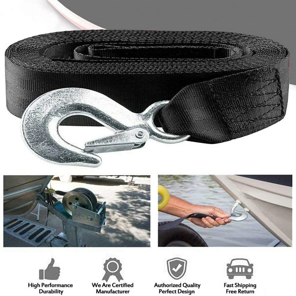 Marine Winch Belt Heavy Hook Safety Belts Boats Straps,5 M