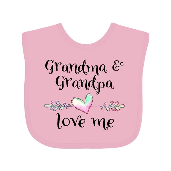 Inktastic Grandma and Grandpa Love Me Heart Grandchild Boys or Girls Baby Bib