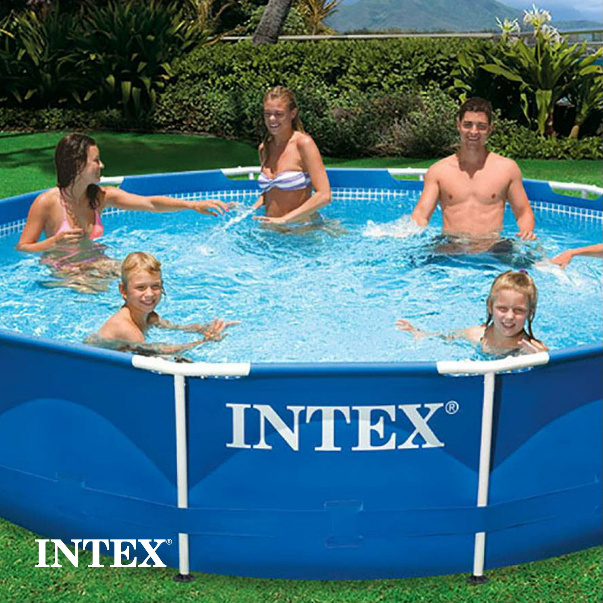 Intex 12' x 30'' Metal Frame Above Ground Swimming Pool with Filter Pump