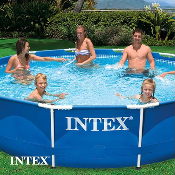 Open Box Intex 12' x 30" Metal Frame Round Above Ground Swimming Pool