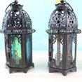 thumbnail image 5 of 2 portavelas de hierro estilo marroquí, farolillos de cristal para velas colgantes, centros de mesa para bodas (negro, cristal transparente), 5 of 5