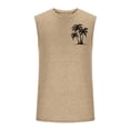 thumbnail image 5 of Mens Graphic Cotton Tank Tops Sleeveless Muscle Shirts Beach Hawaiian Coconut Tree Patriotic Tank Tops Khaki, 5 of 5