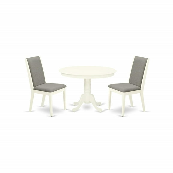 East West Furniture Shelton 3-piece Wood Dining Set in Linen White/Shitake