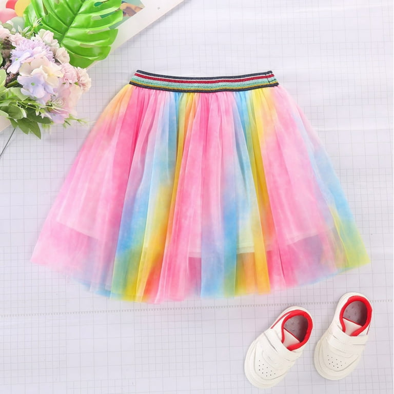 Girls Skirts Toddler Baby Rainbow Star Gradient Elastic Wasit