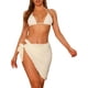thumbnail image 1 of Conjuntos de bikini de 3 piezas para mujer, con escote halter, trajes de baño de malla con pareo y falda de playa, traje de baño pequeño en color beige, 1 of 5