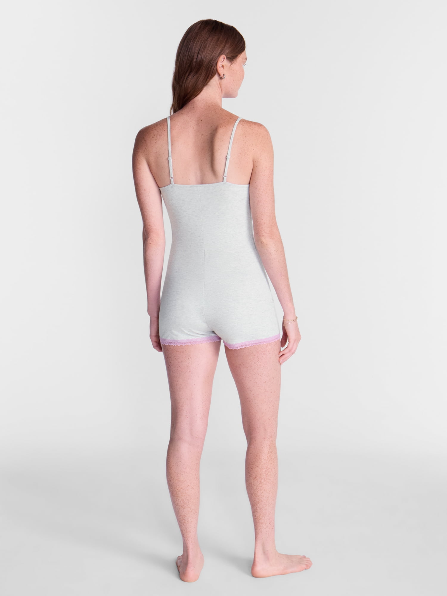 No Boundaries Cotton Blend Jersey Lace Sleep One Piece, Women’s XXS-3X