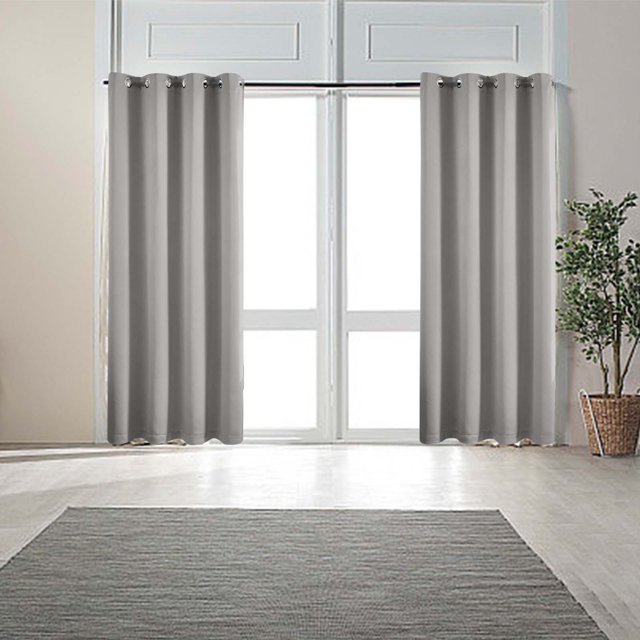 Eky Rideaux Occultants, Panneau de Rideau Simple à Oeillets Écoénergétique, Rideau Isolant Thermique Réduisant le Bruit pour Salon, Chambre, Protection de la Confidentialité, 52 Pouces L x 63 Pouces H, Gris, 1 Panneau