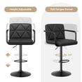 thumbnail image 6 of Hawsaiy Modern Bar Stools Set of 2, PU Leather Adjustable Swivel Bar Chairs with Armrests and Back, Hydraulic Counter Height Stools with Footrest for Kitchen Island, Dining Room, Bar, Black, 6 of 8