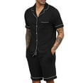 thumbnail image 2 of Men Summer Pajamas Sets Short Sleeve Sleepwear Button-Down PJs Sets Two-Pieces Loungewear with Pockets, 2 of 5