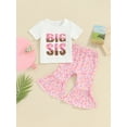 thumbnail image 2 of Bslissey Toddler Girls Long Pants Sets Short Sleeve Doughnut Letter Print T-shirt + Candy Print Flare Pants  2Pcs Outfits Infant Casual Cute Clothes 6M-4T, 2 of 9