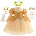 thumbnail image 2 of Vestido de lentejuelas de otoño para niñas, vestido de princesa de manga larga con lazo para niños, Vestidos de fiesta de cumpleaños de boda, disfraz de Año Nuevo 8-9T(140) Gao Jinjia LED, 2 of 2