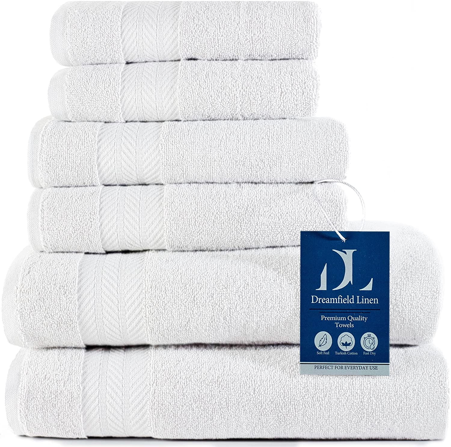DreamField Linen Bath Towel Set 100 Original Turkish Cotton Ultra