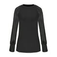 thumbnail image 5 of AXXD Black Basic Work Shirts for Women Summer 2024 Trendy Round-Neck Long Sleeve Casual T-shirt Top Solid Blouse, 5 of 6