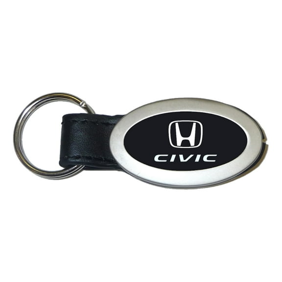 Au-TOMOTIVE GOLD Civic Black Oval Leather Key Fob