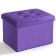 thumbnail image 1 of Taburete plegable Storage Ottoman LINMAGCO, terciopelo, color morado, 1 of 7