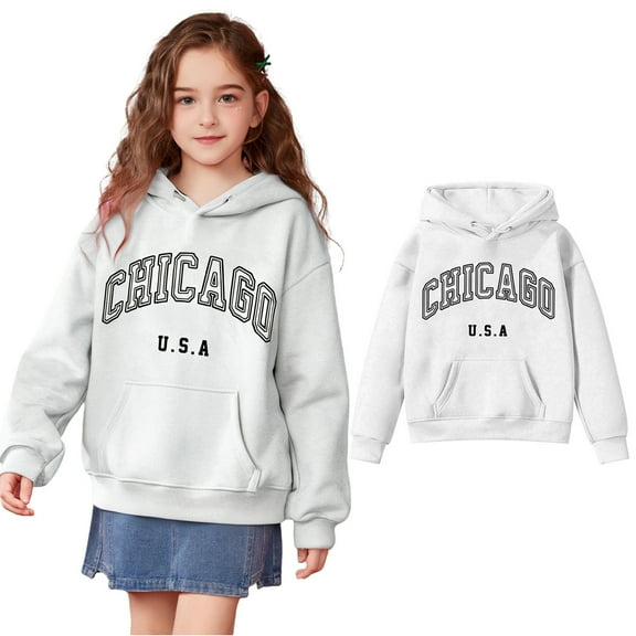 Kids Girls Hoodies Casual Long Sleeve Classic Hoodie Letter Graphic Hoodie kids Winter Clothes Toddler Clothes for Girls 8-10 Years