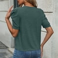 thumbnail image 6 of vigerkar Women's Puff Short Sleeve T Shirts Crew Neck Tunic Dressy Casual Summer Vacation Tops (Dark Green, L), 6 of 8