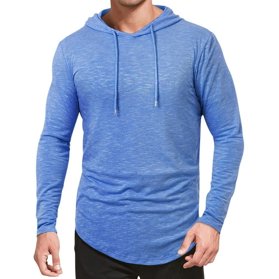 FAIWAD Men's Athletic Hooded Shirts Long Sleeve Workout Lightweight Pullover Tops Casual Running Gym Hoodie