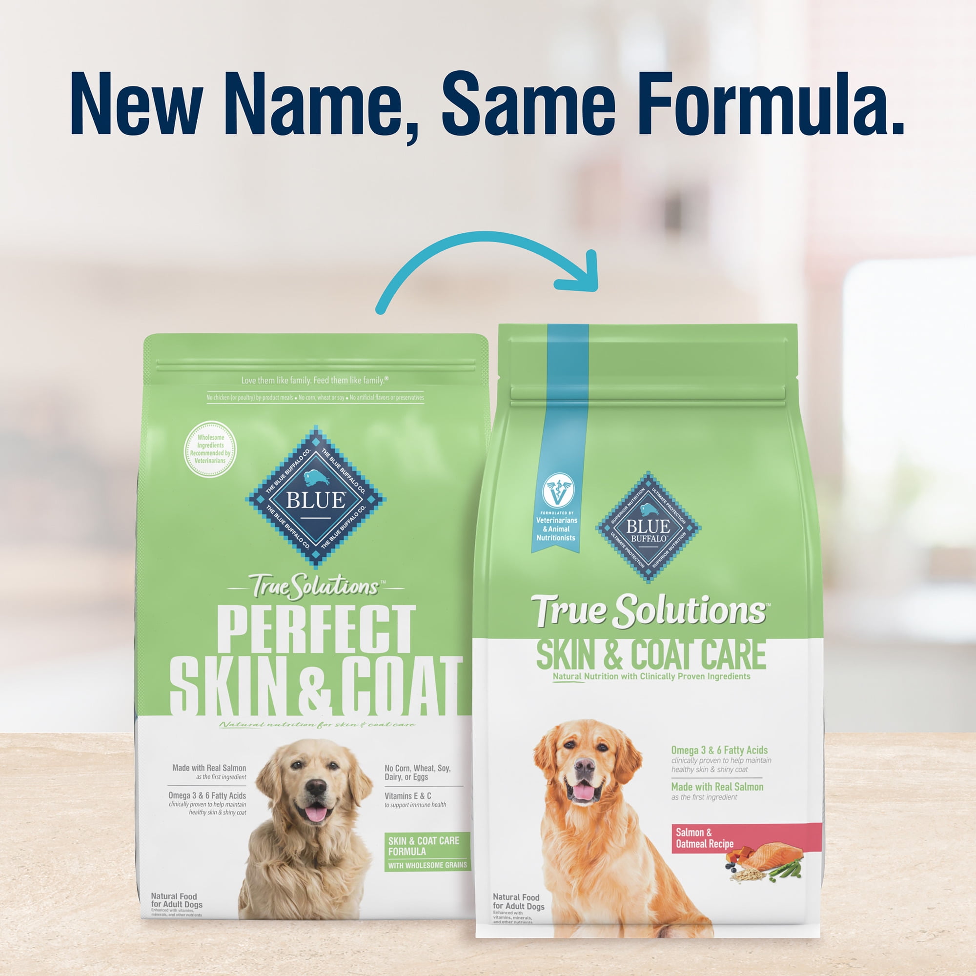 BLUE True Solutions Perfect Skin & Coat Adult Dog Dry Food, Salmon, 4-lb.