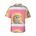 thumbnail image 3 of Daiia A Funny Cat Hawaiian Shirt for Men Gentle Cotton Regular Short Sleeve Casual-Small, 3 of 9