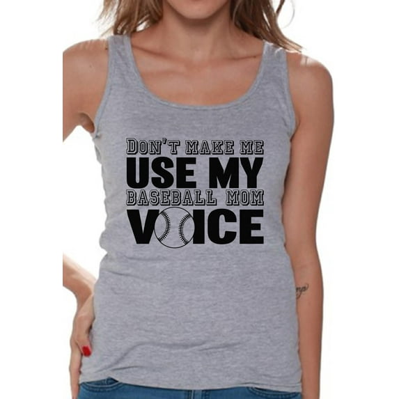 Women's Don't Make Me Use My Baseball Mom Voice Graphic Tank Tops Black Sport Mom