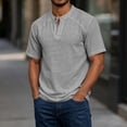 thumbnail image 2 of Mens Lightweight V Neck T-Shirts Summer Short Sleeve Plain Tees Casual Hippie Single Button Henley Shirt, 2 of 9