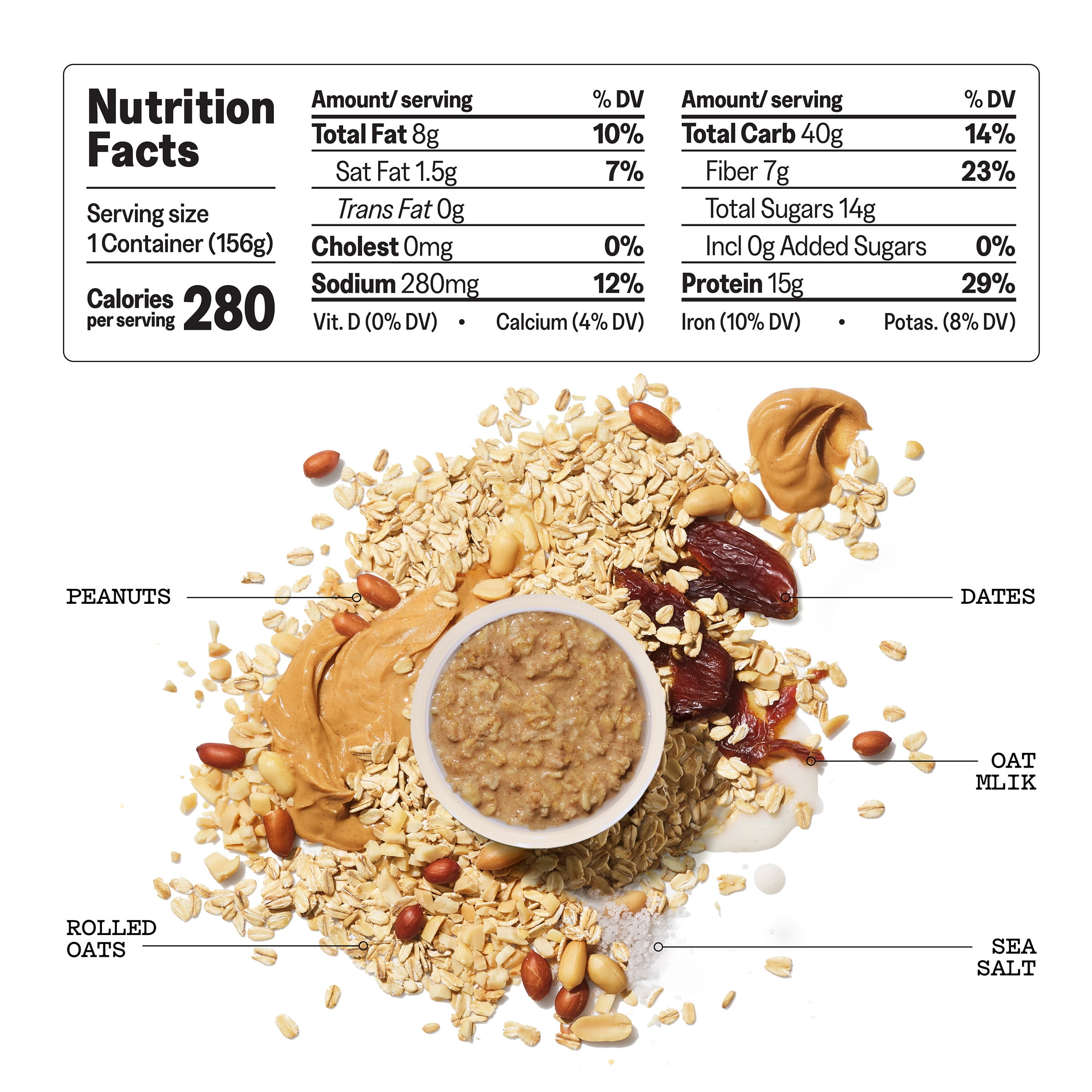 MUSH Overnight Oats Peanut Butter, 15g Protein, 5.5 oz Cup (Refrigerated)