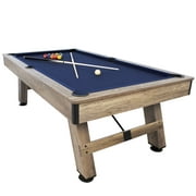American Legend Brookdale 90 In. Billiard Table with Rustic Wood Finish and Navy Blue Cloth