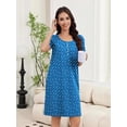 thumbnail image 5 of Ekouaer Nightgowns for Women with Pockets Button Front Short Sleeve House Dresses Floral Print Mumu Dress MooMoo Dresses, 5 of 8